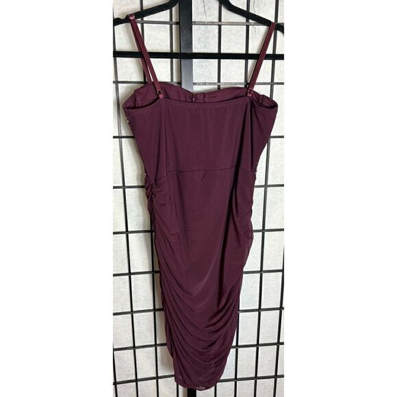 Mele E Pere Burgundy Rhinestone Adorned Sleeveless Dress - Picture 3 of 6